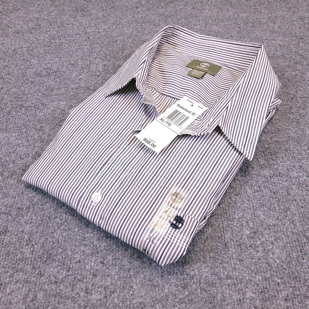 NWT Mens Timberland Shirt Mens‎ XL Button Up Regular Fit Striped Spread MSP $58